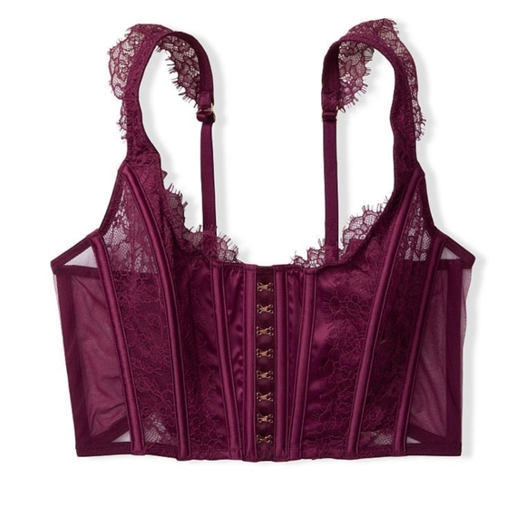 VS Burgundy front closure corset top - Picture 3 of 6